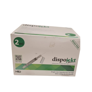 Rossify Dispojekt 2ML Single Use Syringe with Safety Hypodermic Syringe Design (SIP Needle)