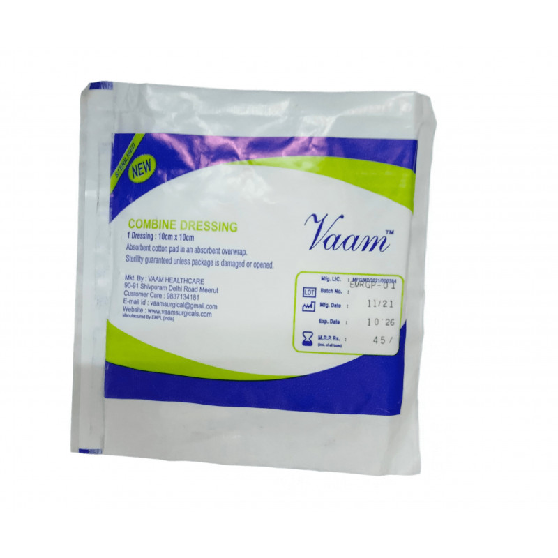 Vaam Combine Dressing, For Protection From Infection, Size: 10cmx10cm Pack of 20