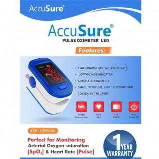 AccuSure FS10C Finger Tip Digital Pulse Oximeter (White & Blue)