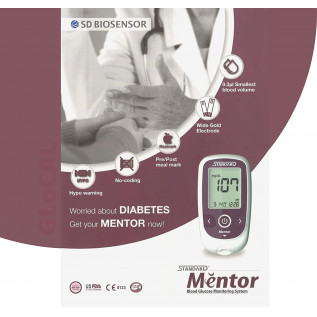 Standard Mentor Blood Glucose Monitoring Machine with 10 Strips 10 Lancets and a Lancing device
