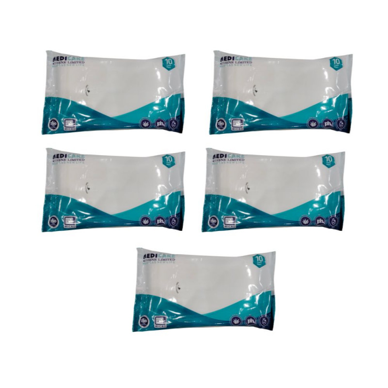 MEDIFRESH BED BATH TOWELS, Wipes For Adults (10 Pulls/PacK) Pack of 5