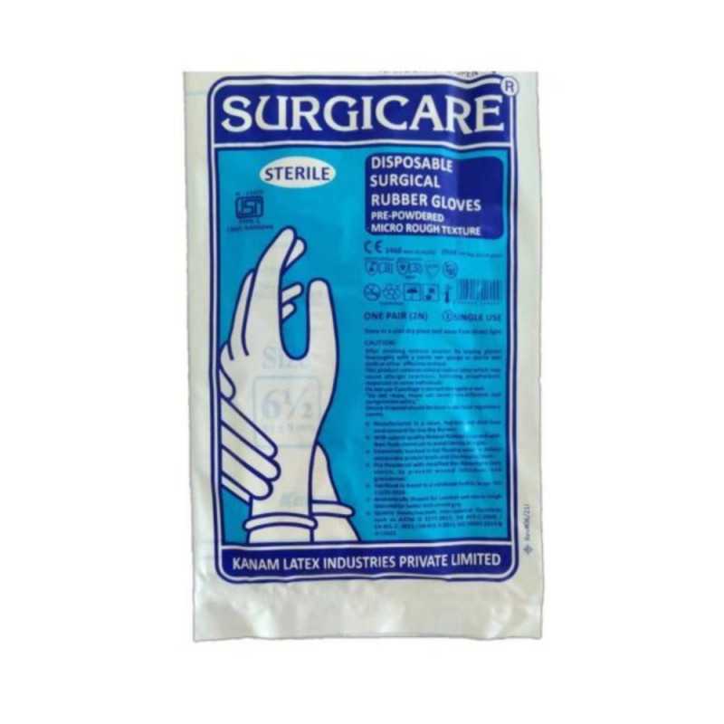 Surgicare Rubber Disposable Surgical Gloves Size 7.5 ( Pack of 25 )