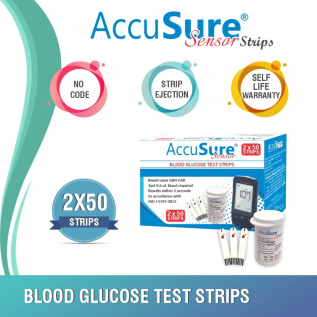 AccuSure Sensor Test Strips 100s Pack (50*2)