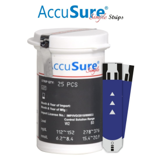 AccuSure Simple Glucometer Machine with 25 Test Strips