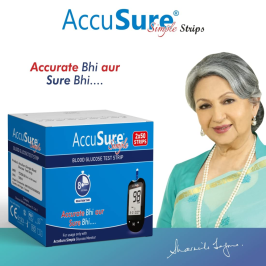 AccuSure Simple Blood Glucose Test 100 Strips 2X50