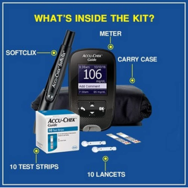 AccuChek Guide Glucometer Kit: 10 Test Strips Included - 1